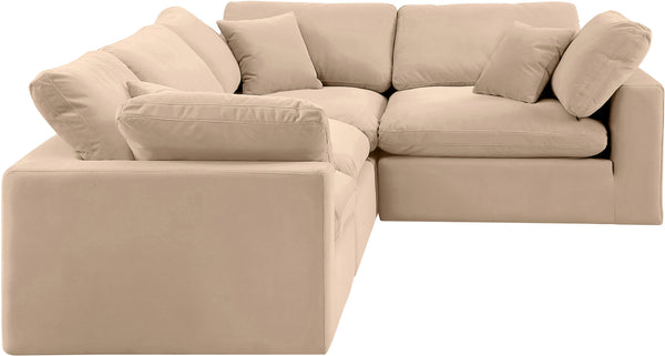 Comfy Beige Velvet Modular Sectional 189Beige-Sec4C Meridian Furniture
