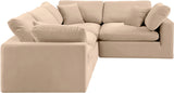 Comfy Beige Velvet Modular Sectional 189Beige-Sec4C Meridian Furniture