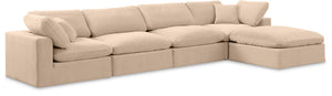 Comfy Beige Velvet Modular Sectional 189Beige-Sec5A Meridian Furniture