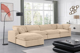 Comfy Beige Velvet Modular Sectional 189Beige-Sec5A Meridian Furniture