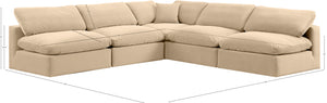 Comfy Beige Velvet Modular Sectional 189Beige-Sec5B Meridian Furniture
