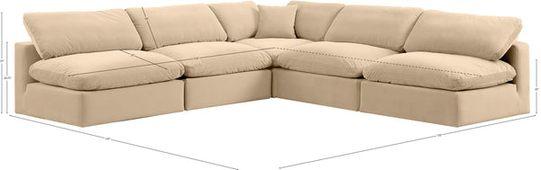 Comfy Beige Velvet Modular Sectional 189Beige-Sec5B Meridian Furniture