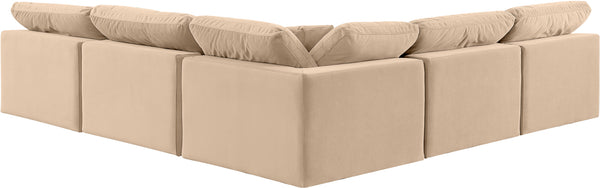 Comfy Beige Velvet Modular Sectional 189Beige-Sec5B Meridian Furniture