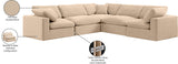 Comfy Beige Velvet Modular Sectional 189Beige-Sec5C Meridian Furniture