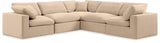 Comfy Beige Velvet Modular Sectional 189Beige-Sec5C Meridian Furniture