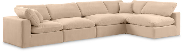 Comfy Beige Velvet Modular Sectional 189Beige-Sec5D Meridian Furniture