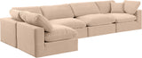 Comfy Beige Velvet Modular Sectional 189Beige-Sec5D Meridian Furniture