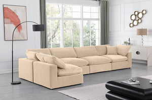 Comfy Beige Velvet Modular Sectional 189Beige-Sec5D Meridian Furniture
