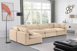 Comfy Beige Velvet Modular Sectional 189Beige-Sec5D Meridian Furniture