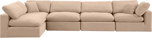 Comfy Beige Velvet Modular Sectional 189Beige-Sec5D Meridian Furniture