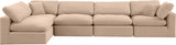 Comfy Beige Velvet Modular Sectional 189Beige-Sec5D Meridian Furniture