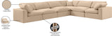 Comfy Beige Velvet Modular Sectional 189Beige-Sec6A Meridian Furniture