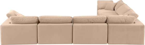 Comfy Beige Velvet Modular Sectional 189Beige-Sec6A Meridian Furniture