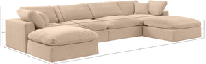 Comfy Beige Velvet Modular Sectional 189Beige-Sec6B Meridian Furniture