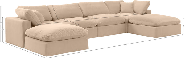 Comfy Beige Velvet Modular Sectional 189Beige-Sec6B Meridian Furniture
