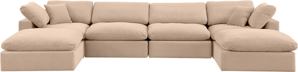 Comfy Beige Velvet Modular Sectional 189Beige-Sec6B Meridian Furniture