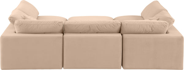 Comfy Beige Velvet Modular Sectional 189Beige-Sec6C Meridian Furniture
