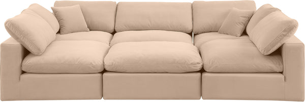 Comfy Beige Velvet Modular Sectional 189Beige-Sec6C Meridian Furniture