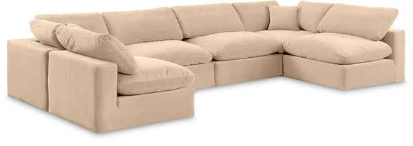 Comfy Beige Velvet Modular Sectional 189Beige-Sec6D Meridian Furniture