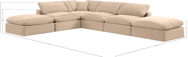 Comfy Beige Velvet Modular Sectional 189Beige-Sec6E Meridian Furniture