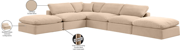 Comfy Beige Velvet Modular Sectional 189Beige-Sec6E Meridian Furniture