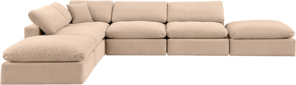Comfy Beige Velvet Modular Sectional 189Beige-Sec6E Meridian Furniture