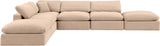 Comfy Beige Velvet Modular Sectional 189Beige-Sec6E Meridian Furniture