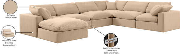 Comfy Beige Velvet Modular Sectional 189Beige-Sec7A Meridian Furniture