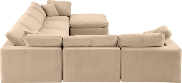 Comfy Beige Velvet Modular Sectional 189Beige-Sec7A Meridian Furniture