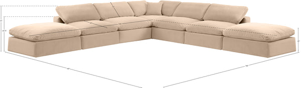 Comfy Beige Velvet Modular Sectional 189Beige-Sec7C Meridian Furniture