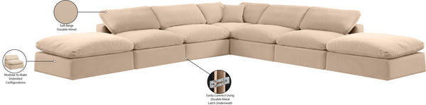 Comfy Beige Velvet Modular Sectional 189Beige-Sec7C Meridian Furniture