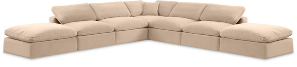 Comfy Beige Velvet Modular Sectional 189Beige-Sec7C Meridian Furniture