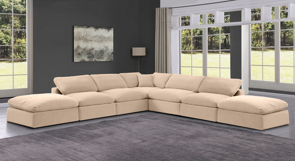 Comfy Beige Velvet Modular Sectional 189Beige-Sec7C Meridian Furniture
