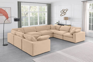 Comfy Beige Velvet Modular Sectional 189Beige-Sec8A Meridian Furniture