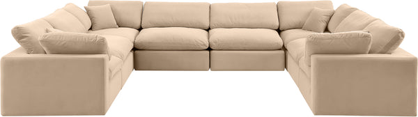 Comfy Beige Velvet Modular Sectional 189Beige-Sec8A Meridian Furniture