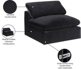 Comfy Black Velvet Modular Armless Chair 189Black-Armless Meridian Furniture