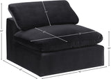 Comfy Black Velvet Modular Armless Chair 189Black-Armless Meridian Furniture