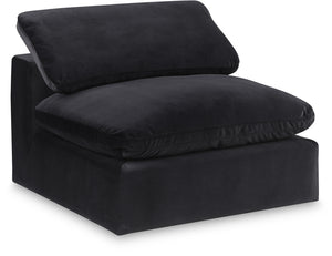 Comfy Black Velvet Modular Armless Chair 189Black-Armless Meridian Furniture
