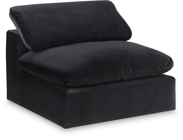 Comfy Black Velvet Modular Armless Chair 189Black-Armless Meridian Furniture