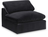 Comfy Black Velvet Modular Armless Chair 189Black-Armless Meridian Furniture