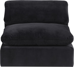 Comfy Black Velvet Modular Armless Chair 189Black-Armless Meridian Furniture