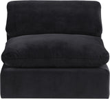 Comfy Black Velvet Modular Armless Chair 189Black-Armless Meridian Furniture