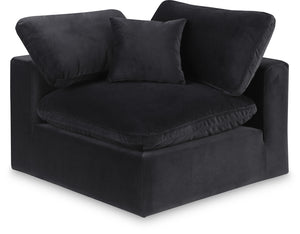 Comfy Black Velvet Modular Corner Chair 189Black-Corner Meridian Furniture