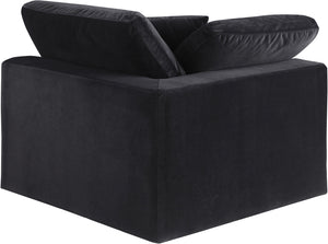 Comfy Black Velvet Modular Corner Chair 189Black-Corner Meridian Furniture