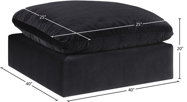 Comfy Black Velvet Modular Ottoman 189Black-Ott Meridian Furniture