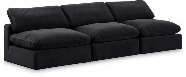 Comfy Black Velvet Modular Sofa 189Black-S117 Meridian Furniture