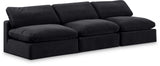 Comfy Black Velvet Modular Sofa 189Black-S117 Meridian Furniture