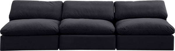 Comfy Black Velvet Modular Sofa 189Black-S117 Meridian Furniture