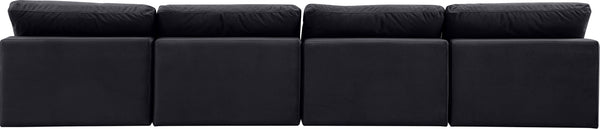 Comfy Black Velvet Modular Sofa 189Black-S156 Meridian Furniture