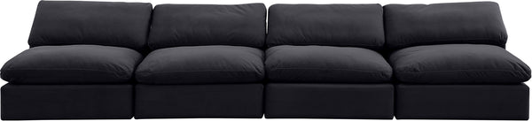 Comfy Black Velvet Modular Sofa 189Black-S156 Meridian Furniture